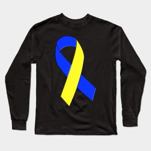 Down Syndrome Yellow and Blue Support Ribbon Long Sleeve T-Shirt